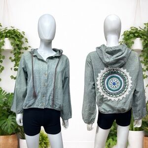 Lakhays Crochet Back Cotton Bomber Jacket [BB100]